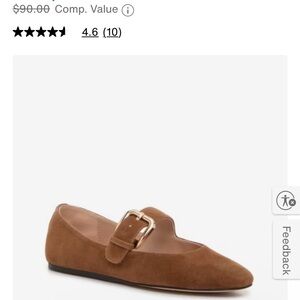 Steve Madden Tan Suede Ballet flat mary janes with Gold Buckle US 7.5 New in box